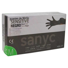 GUANTI SANICEN NITRILE SENSITIVE S/POLV. NERO XS  X100      5270 - Dental Trey